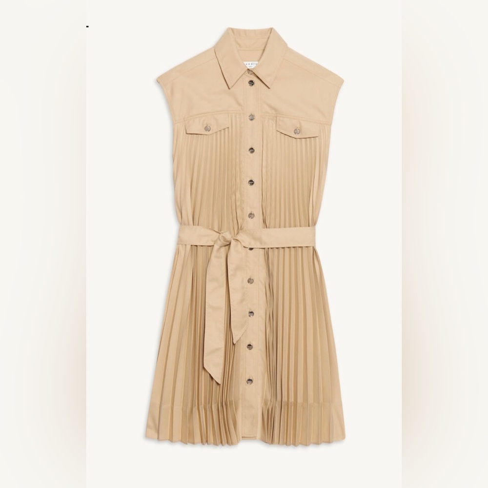 Sandro Pleated Shirt Dress